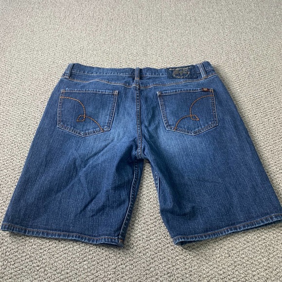 Bootheel Womens Shorts‎ Size 31/10 Blue Dark Wash Denim Boyfriend Mid Rise - Picture 5 of 12